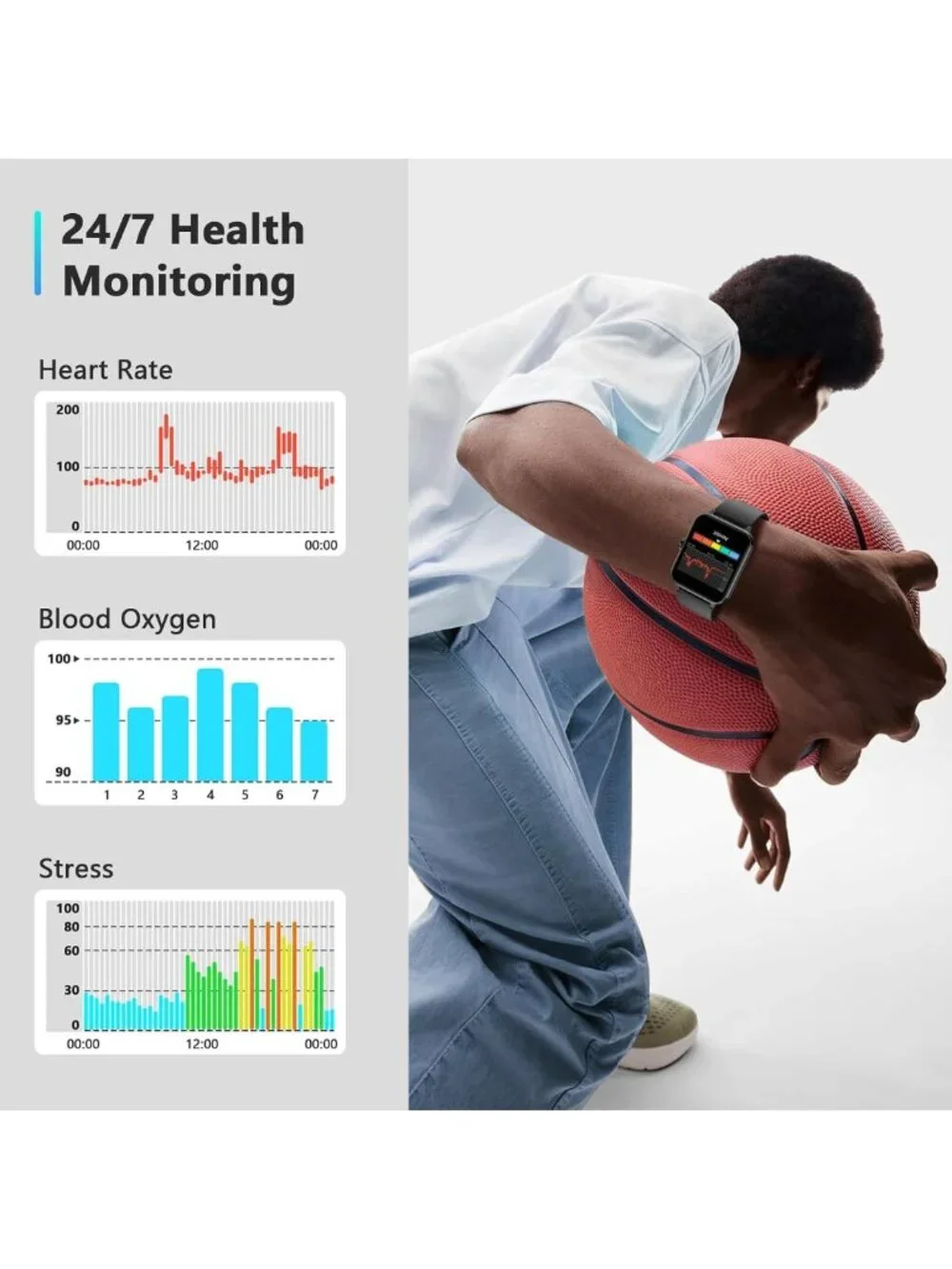 Smart Fitness Watch with Call Function, Heart Rate Monitor, 100+ Sports Modes